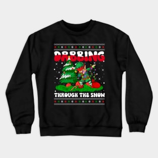 Dabbing Through The Snow ELF Christmas Lights Dabbing Elf Xmas Crewneck Sweatshirt